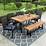 Logan Outdoor Rustic Acacia Wood 8 Seater Dining Set with Dining Bench
