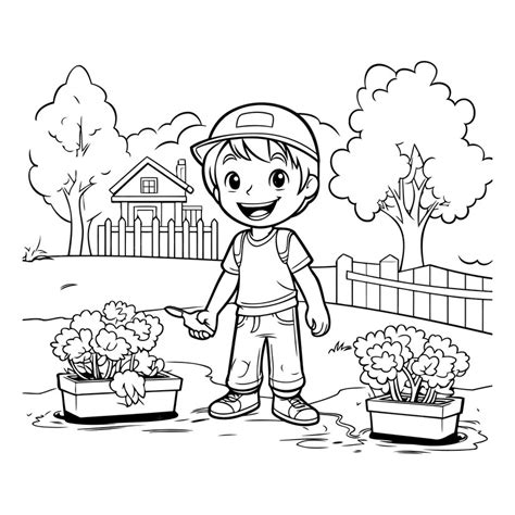 garden boy drawing