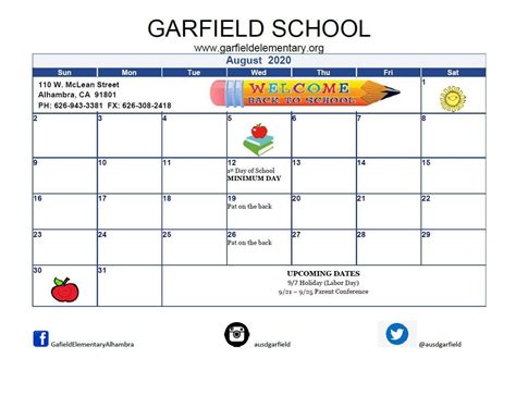 garfield elementary school schedule
