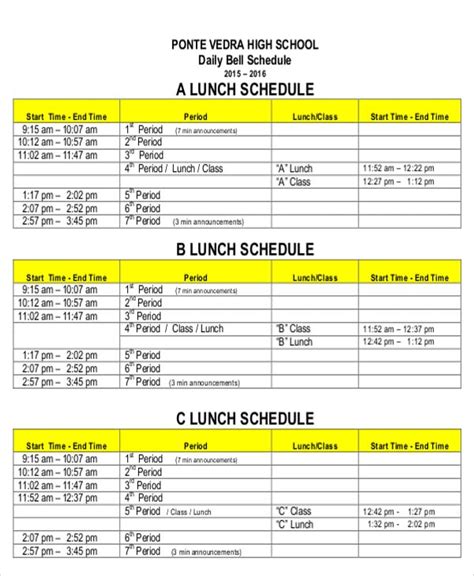 garinger high school lunch schedule
