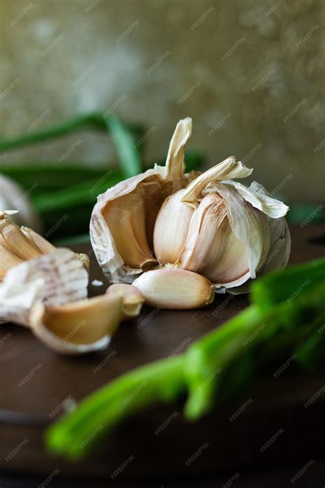 Garlic Cloves With Green