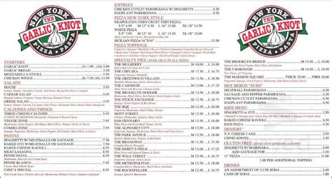Garlic Knot Menu