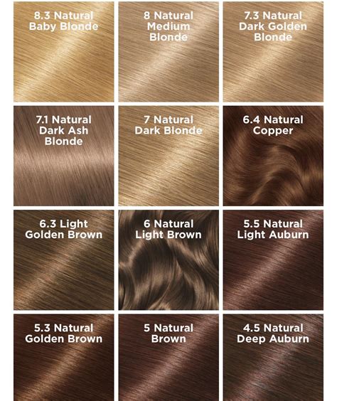 garnier hair colors chart