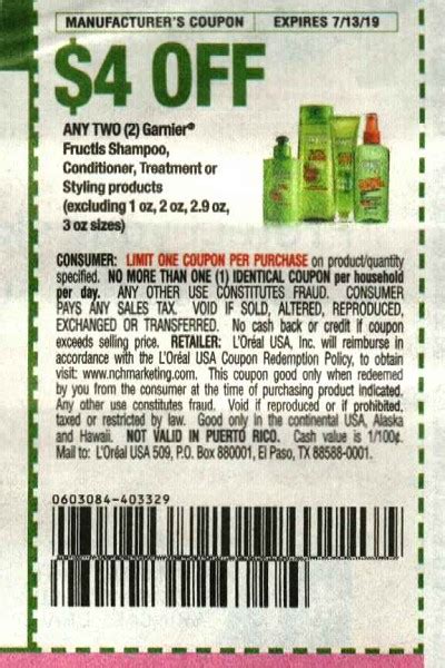 garnier shampoo coupons online