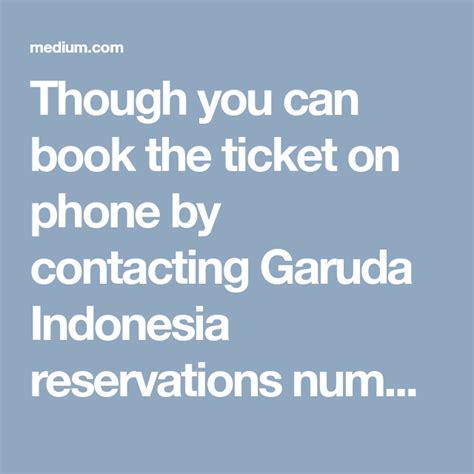garuda indonesia airlines reservation number