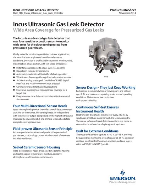 Gas Leak Detector Data Sheet