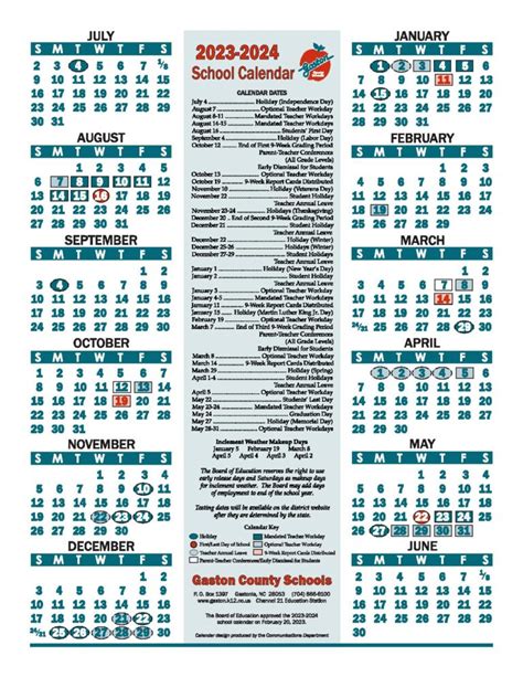 Gaston County School Calendar 2024-25