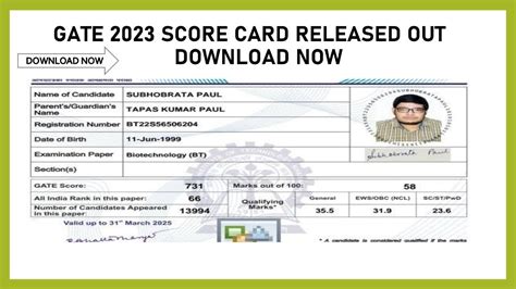gate 2023 result toppers score card