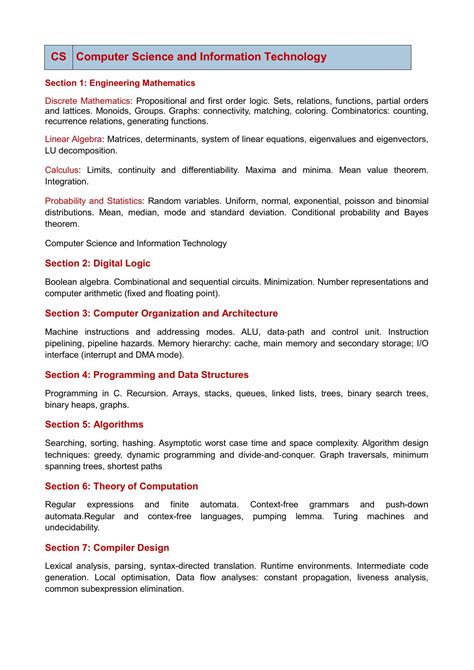 gate syllabus for cse