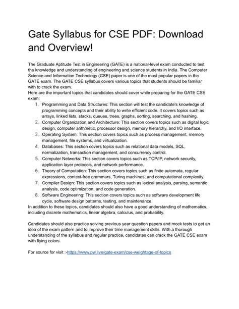 gate syllabus for cse students