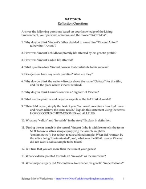 gattaca worksheet1