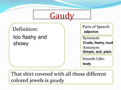gaudy meaning in urdu with example
