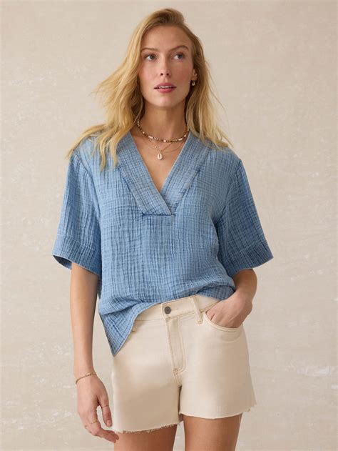 Gauze Popover Blouse