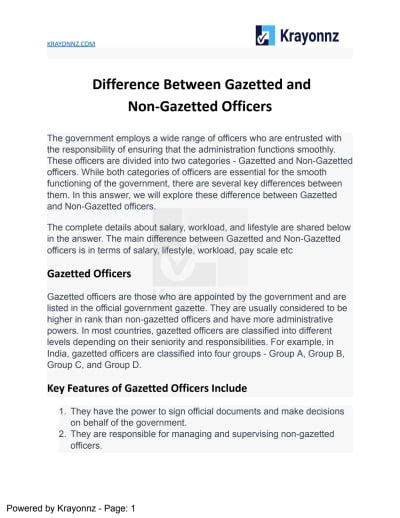 gazetted and non gazetted officer difference