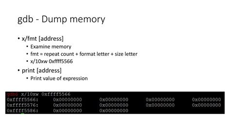 gdb dump memory address