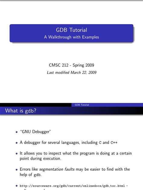 gdb tutorial pdf