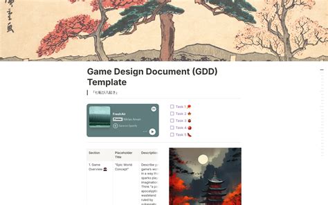 Game Design Document (GDD) Template Notion Marketplace