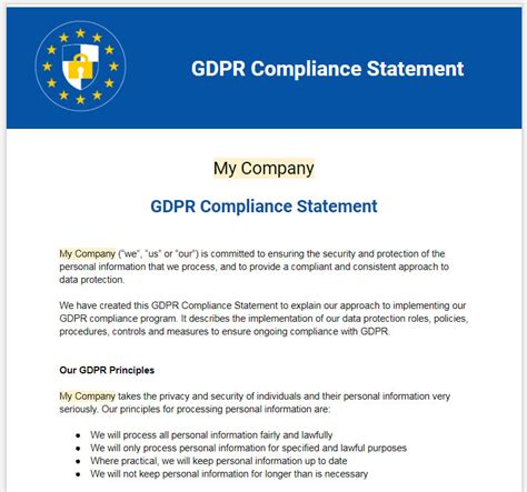 gdpr statement for website