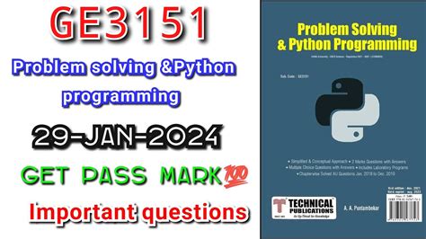 ge3151 problem solving and python programming important questions