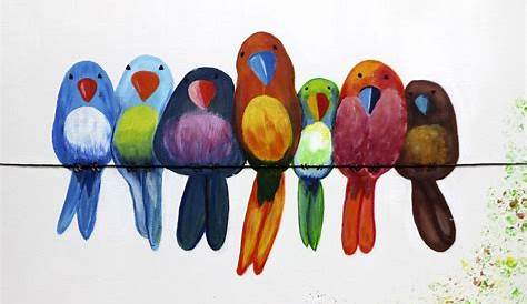Drei Vögel - ORIGINAL Aquarell / Vogelkunst / junge Vögel 20 x 28 Zoll