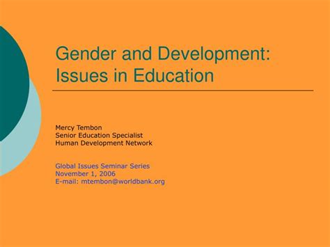 gender related issues that influence child growth and development