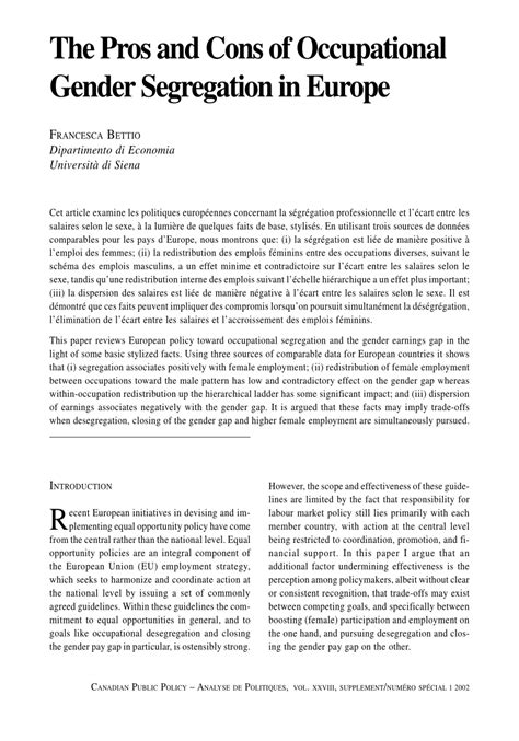 gender segregation pros cons