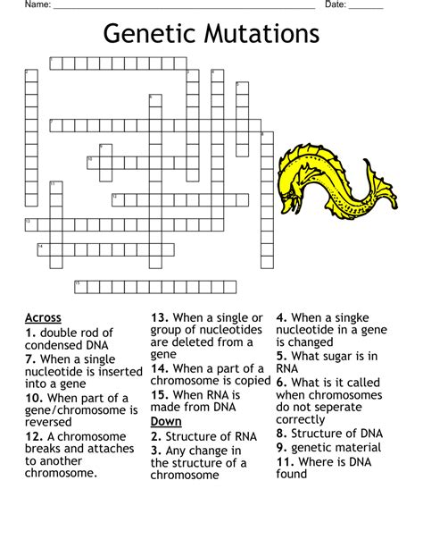 Awasome Gene Mutations Crossword Puzzle Answer Key Ideas