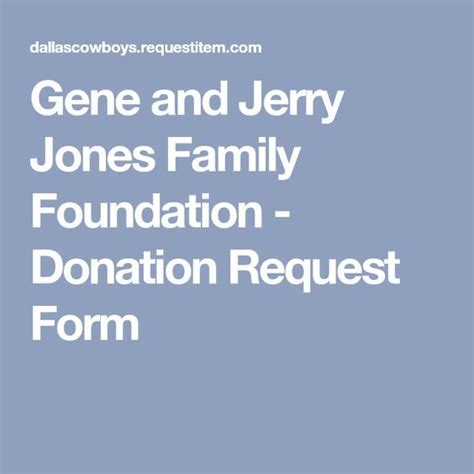 gene and jerry jones donation request