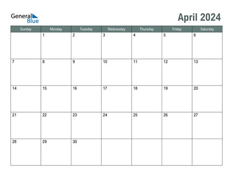 General Blue April 2024 Calendar