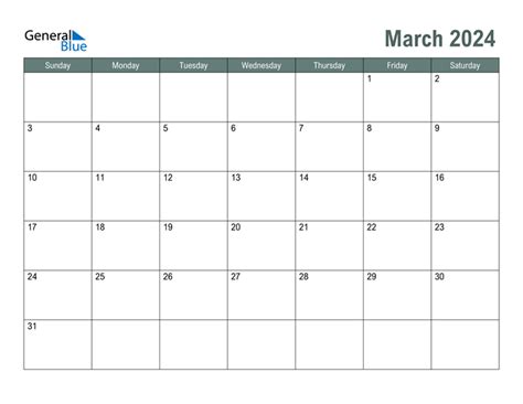 General Blue March 2024 Calendar