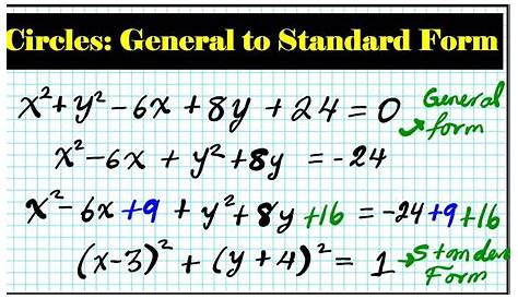 General Conic Form Equation Of A Circle Calculator To Standard