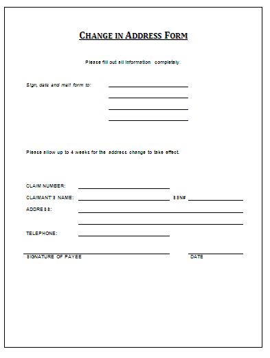 general change of address form template
