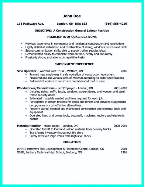 general construction resume objective examples