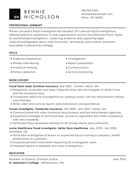 general cv summary examples