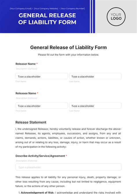 general employee liability form template