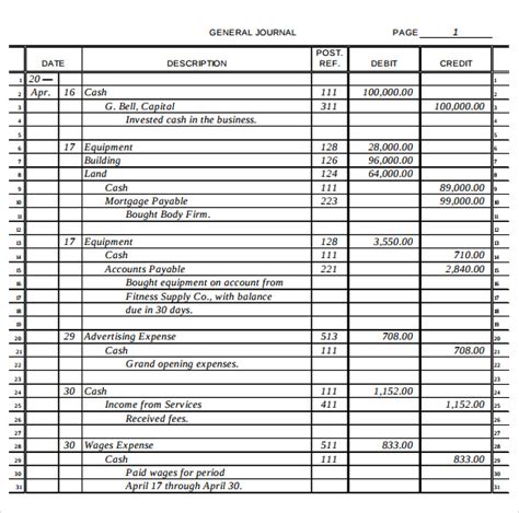 general journal format example pdf