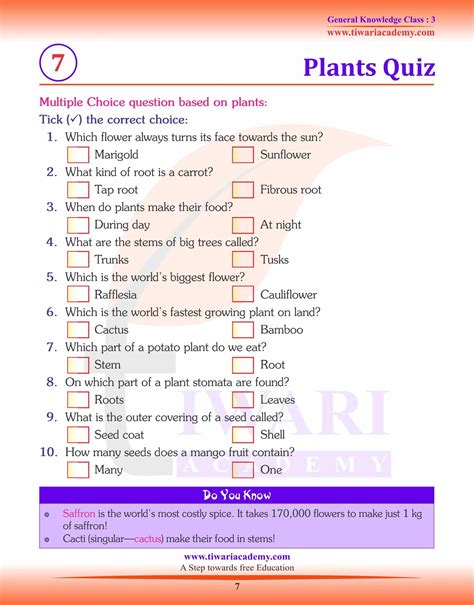 general knowledge questions for class 3rd to 5th