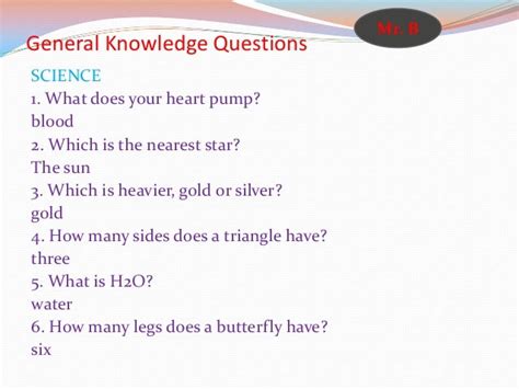 general knowledge questions for science with answers
