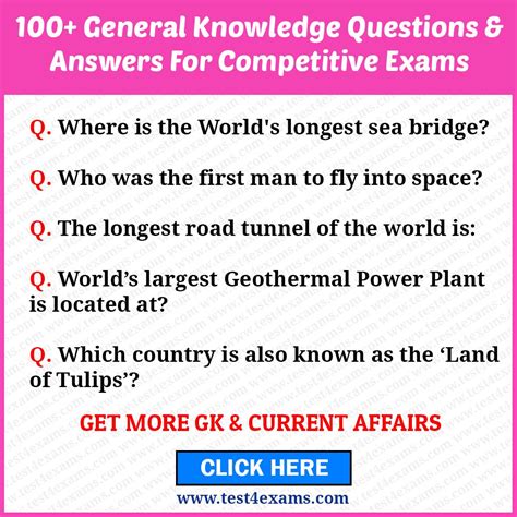 general knowledge questions for with answers