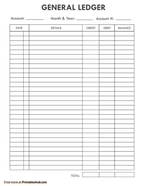General Ledger Free Printable