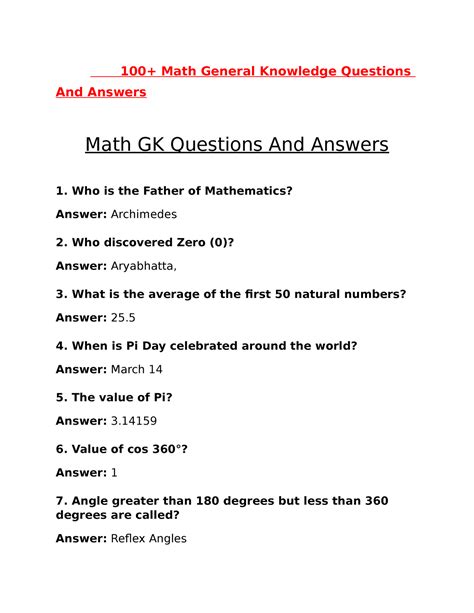 general mathematics questions and answers pdf