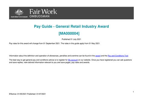 general retail industry award 2022 pdf