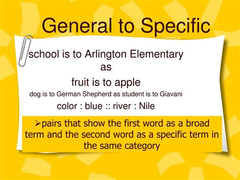 general to specific analogy examples