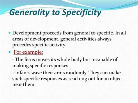 general to specific development examples