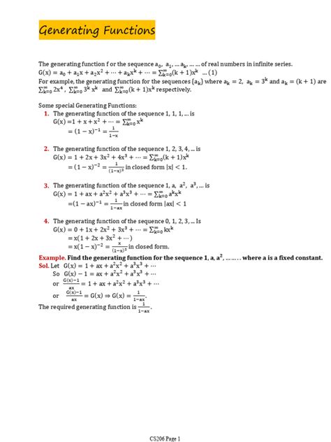 generating functions in discrete mathematics pdf