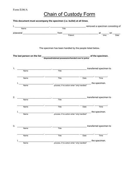 generic chain of custody form template