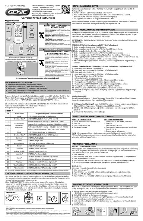 GENIE WIRELESS KEYPAD OPERATIONG INSTRUCTIONS Pdf Download ManualsLib