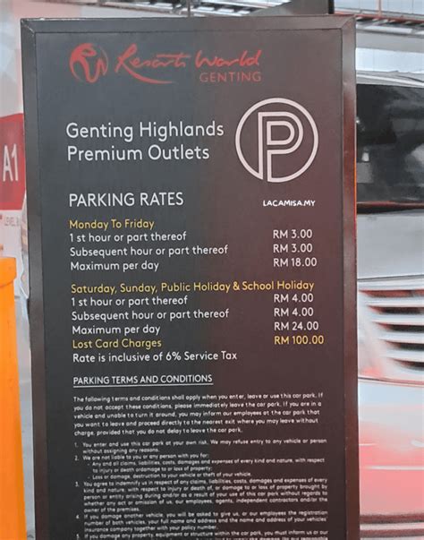 genting premium outlet parking rate