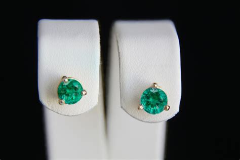 Genuine Emerald Stud Earrings