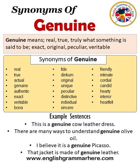 genuine synonyms in english